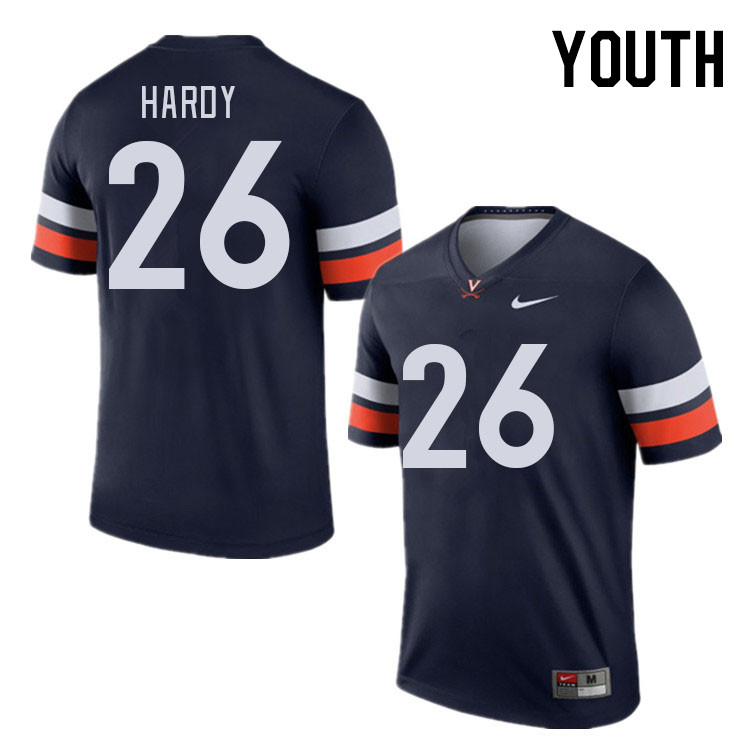 Youth #26 Caleb Hardy Virginia Cavaliers College Football Jerseys Stitched Sale-Navy - Click Image to Close